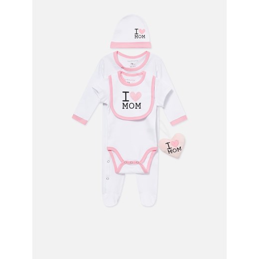 Sinsay - Komplet ubrań niemowlęcych z zabawką - Biały Sinsay  68 