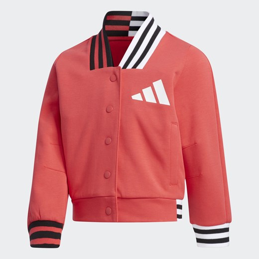 Bluza dziewczęca Adidas bez wzorów czerwona dzianinowa 