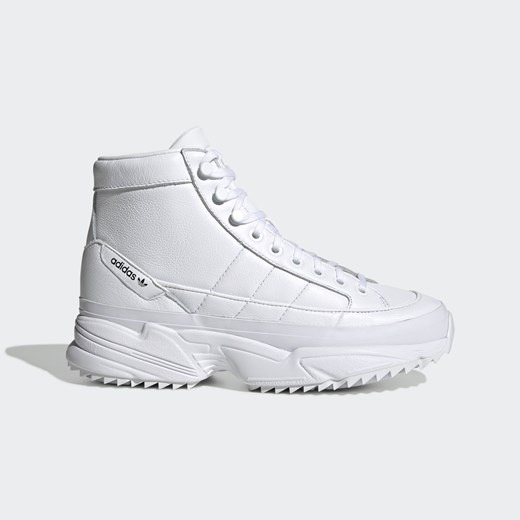 Buty sportowe damskie Adidas na wiosnę białe sznurowane na platformie bez wzorów 