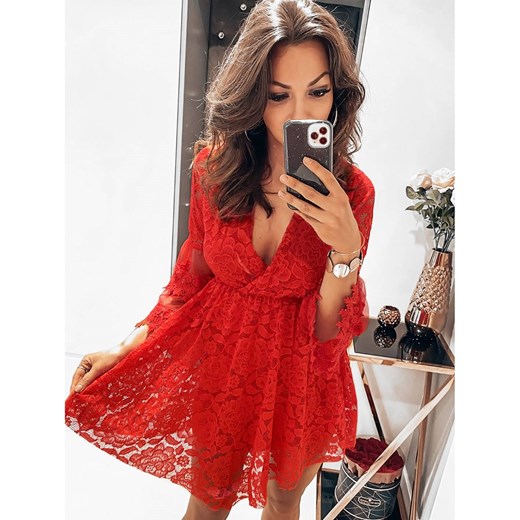 Koronkowa sukienka boho OPHELIA - malina uniwersalny magmac.pl
