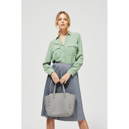 Shopper bag elegancka bez dodatków ze zdobieniami