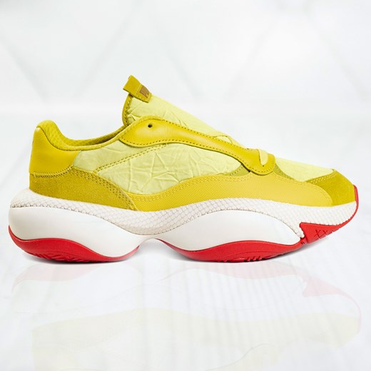 Buty sportowe damskie żółte Puma bez wzorów sznurowane na platformie 