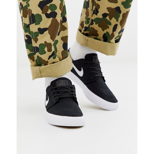Nike SB – Zoom Janoski – Czarno-białe płócienne buty sportowe wysokiej jakości-Czarny