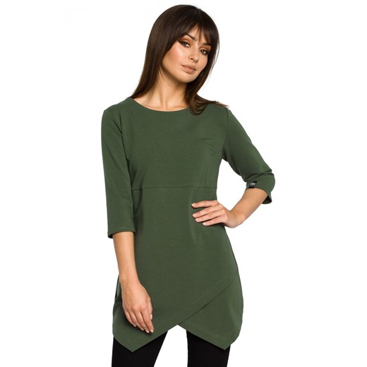 Zielona bluzka damska Be z okrągłym dekoltem z długimi rękawami 