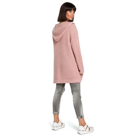 Sweter damski Be Knit z kapturem różowy z poliamidu 