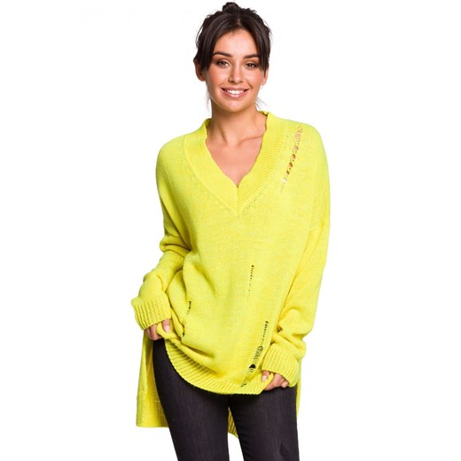 BK028 Sweter z dziurami - żółty Be Knit  S/M Świat Bielizny