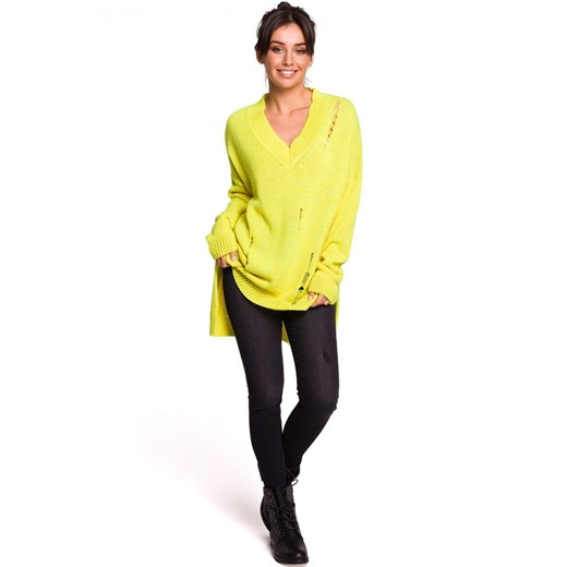 BK028 Sweter z dziurami - żółty  Be Knit S/M Świat Bielizny