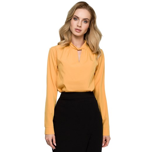 Style bluzka damska z długimi rękawami żółta 