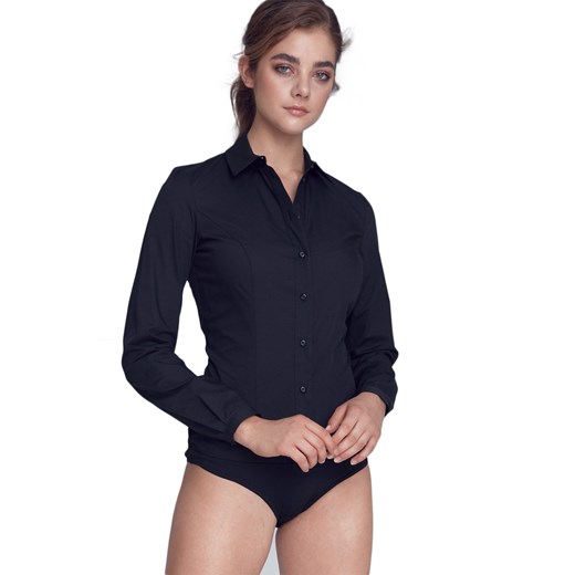 Klasyczna koszula body - czarny - K54 ze sklepu Świat Bielizny w kategorii Koszule damskie - zdjęcie 85542203