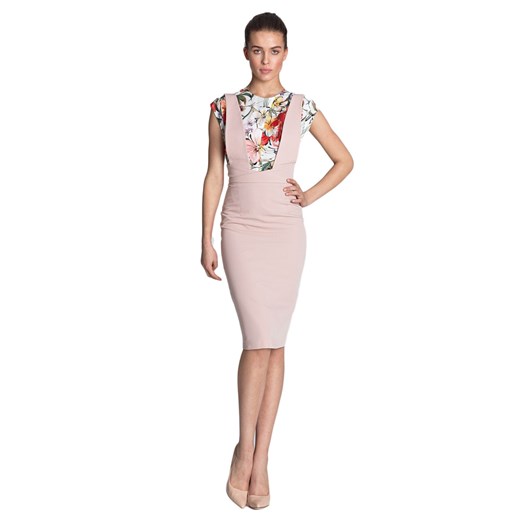 Sukienka ołówkowa z szelkami - róż - S116 Nife  M (38) Świat Bielizny