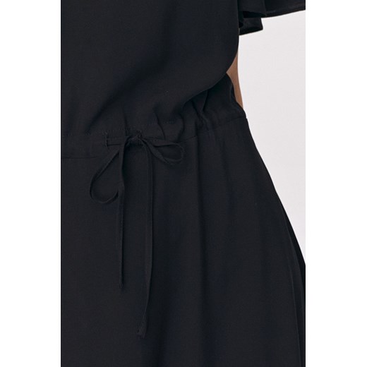Sukienka Nife z dekoltem w serek z krótkimi rękawami elegancka z wiskozy maxi 