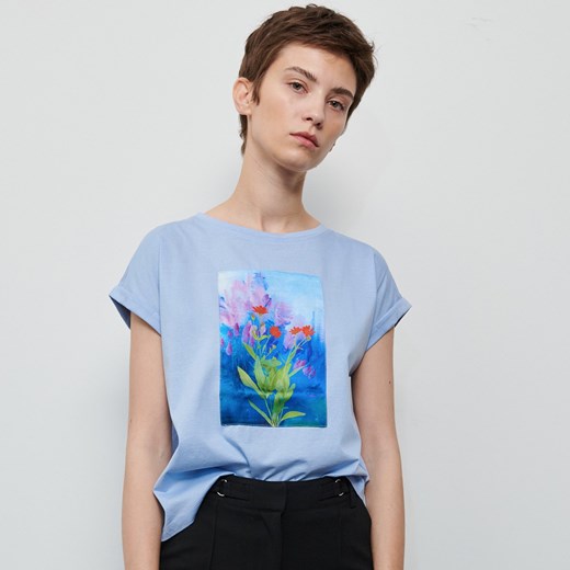 Reserved bluzka damska wiosenna z okrągłym dekoltem 