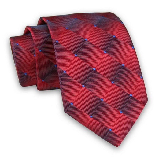 Czerwono-Niebieski Męski Krawat -ALTIES- 7cm, Klasyczny, 3D, Trójwymiarowy KRALTS0439 ze sklepu JegoSzafa.pl w kategorii Krawaty - zdjęcie 85581023