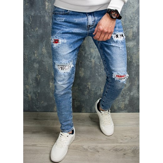 Spodnie jeansowe slim męskie niebieskie Recea  Recea L Recea.pl