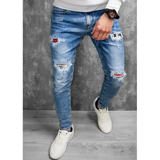 Spodnie jeansowe slim męskie niebieskie Recea Recea  XXL Recea.pl