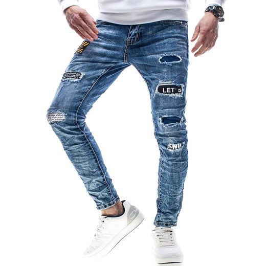 Spodnie jeansowe slim męskie granatowe Recea  Recea S Recea.pl