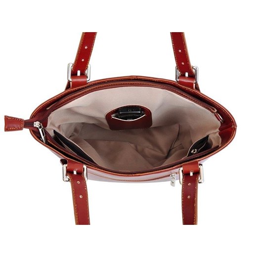 Shopper bag L Artigiano czerwona elegancka skórzana bez dodatków 