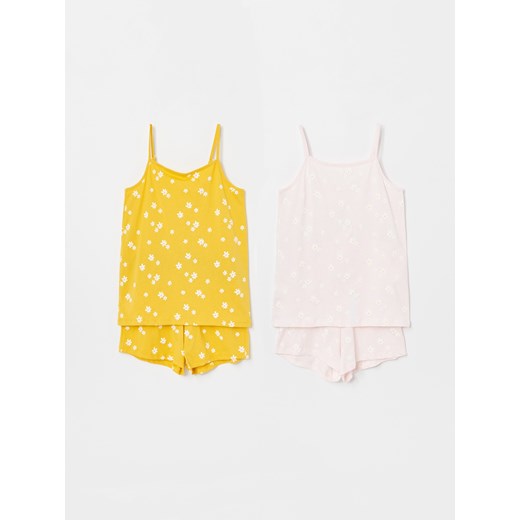 Reserved - Bawełniana piżama w kwiaty 2 pack - Różowy  Reserved 98/104 