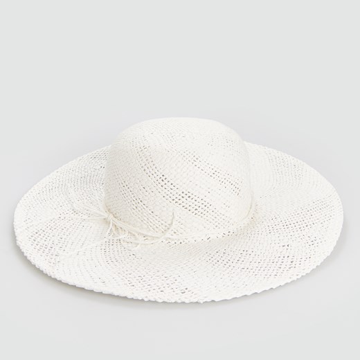 Reserved - Pleciony kapelusz z szerokim rondem - Biały  Reserved S 