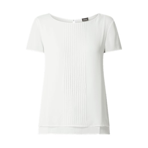 Biała bluzka damska S.oliver Black Label gładka z krótkim rękawem casual 