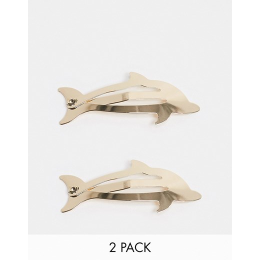 ASOS DESIGN – Zestaw 2 spinek do włosów w kształcie delfina w kolorze złotym  Asos No Size Asos Poland
