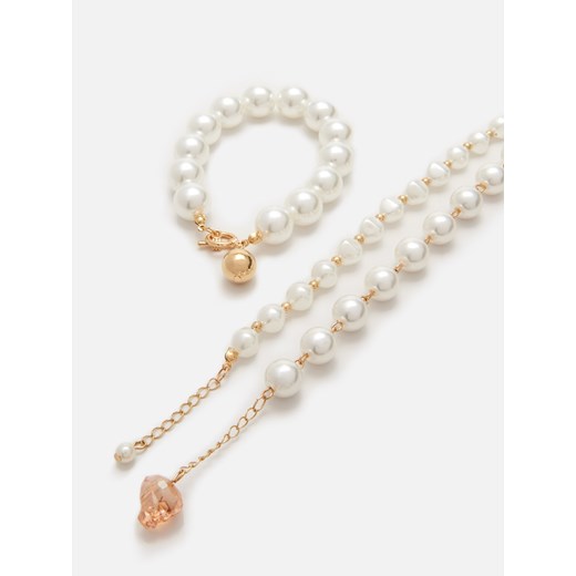 Cropp - Zestaw bransoletek z perłami - Złoty  Cropp One Size 