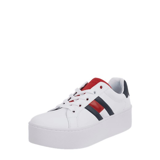 Buty sportowe damskie Tommy Jeans sneakersy młodzieżowe białe sznurowane na platformie bez wzorów 