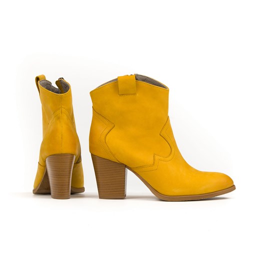 kowbojki na obcasie - skóra naturalna - model 471 - kolor żółty Zapato  37 zapato.com.pl