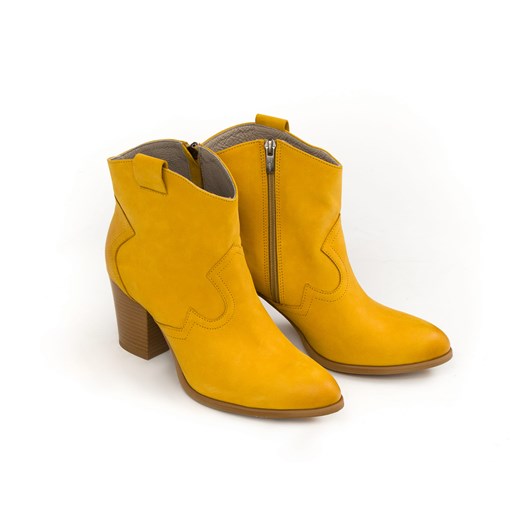 kowbojki na obcasie - skóra naturalna - model 471 - kolor żółty Zapato  37 zapato.com.pl