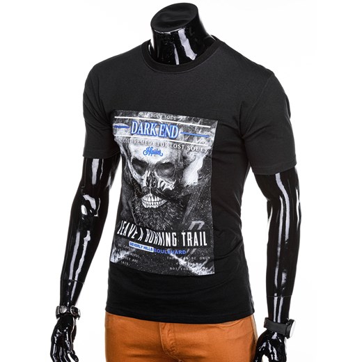 T-shirt męski z nadrukiem 1233S - czarny Edoti.com  XXL 