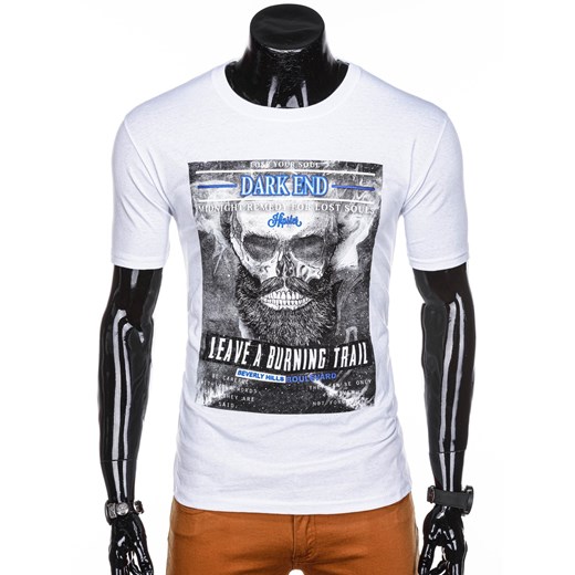T-shirt męski z nadrukiem 1233S - biały Edoti.com  XL 