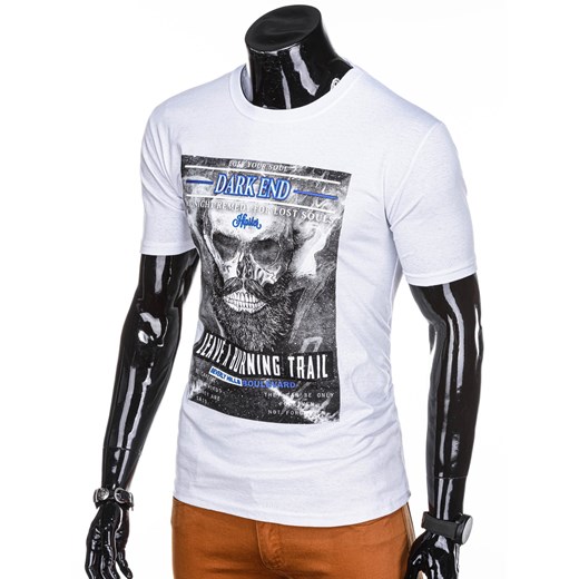 T-shirt męski z nadrukiem 1233S - biały  Edoti.com XXL 