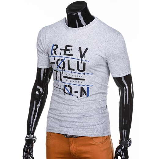 T-shirt męski z nadrukiem 1235S - szary Edoti.com  XL 