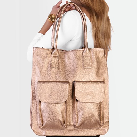 Shopper bag ARTURO VICCI na ramię duża matowa ze skóry ekologicznej 