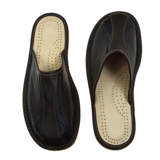 Skórzane pantofle męskie ze sklepu JK-Collection w kategorii Kapcie męskie - zdjęcie 85813292