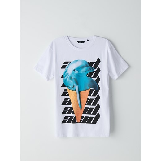Cropp - Koszulka z motywem zwierzęcym - Biały Cropp  XS 