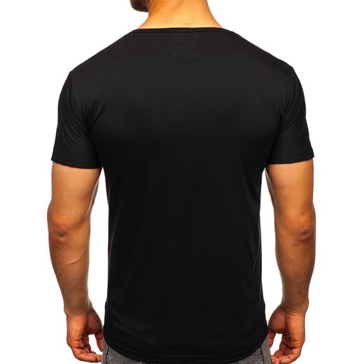 Czarny T-shirt męski z nadrukiem Denley KS2098  Denley L okazja  
