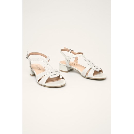 Białe sandały damskie Caprice casual ze skóry na lato 