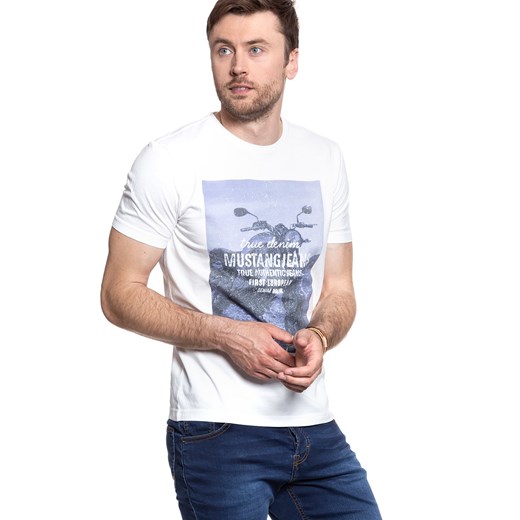T-shirt męski Mustang z krótkimi rękawami z bawełny 