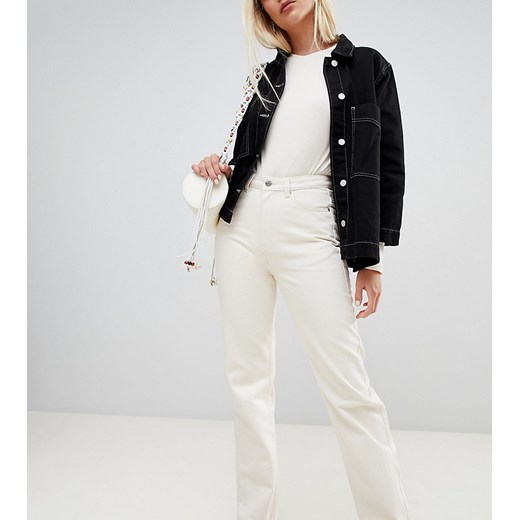 Weekday – Mom jeans z organicznej bawełny w kolorze złamanej bieli-Beżowy  Weekday 34" Waist 32" Leg Length Asos Poland