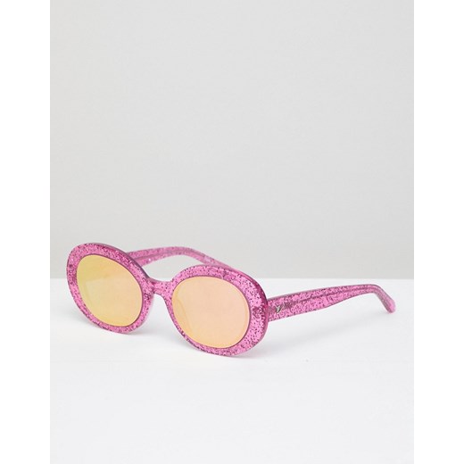 Vow London – Selena Owalne różowe okulary przeciwsłoneczne z brokatem-Różowy  Vow London No Size Asos Poland