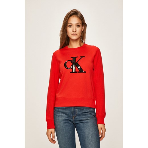 Bluza damska Calvin Klein bawełniana czerwona krótka 
