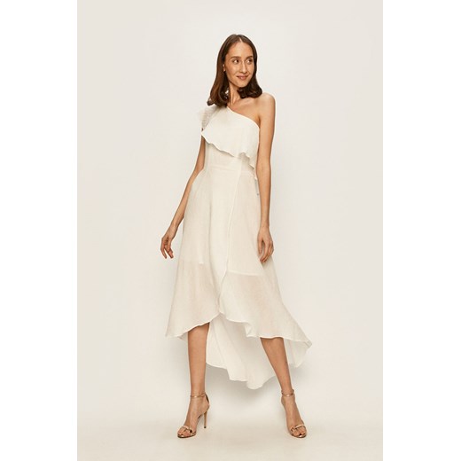 Sukienka biała SILVIAN HEACH z tkaniny bez wzorów midi 