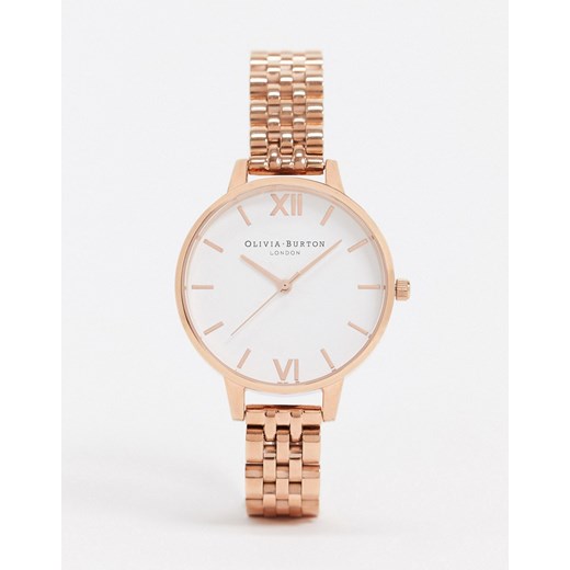 Olivia Burton – OB16DEW01 – Zegarek z białą tarczą na bransolecie w kolorze różowego złota-Złoty
