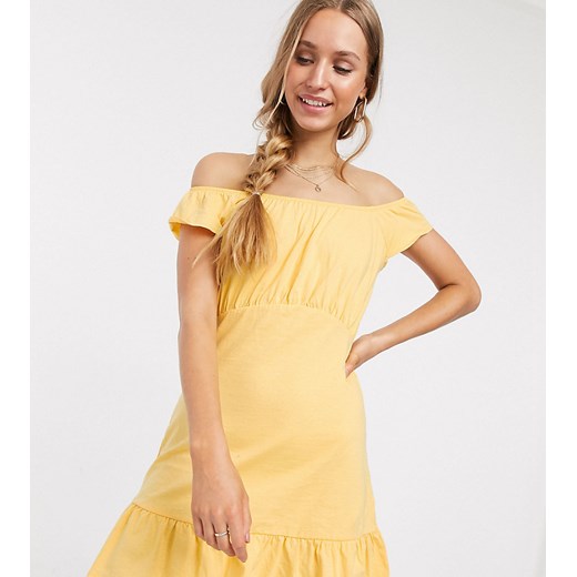 ASOS DESIGN Tall – Żółta odsłaniająca ramiona letnia sukienka mini-Żółty