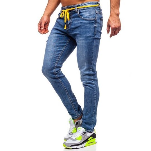 Granatowe spodnie jeansowe męskie skinny fit Denley KX565