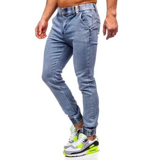Granatowe spodnie jeansowe joggery męskie Denley KA1637