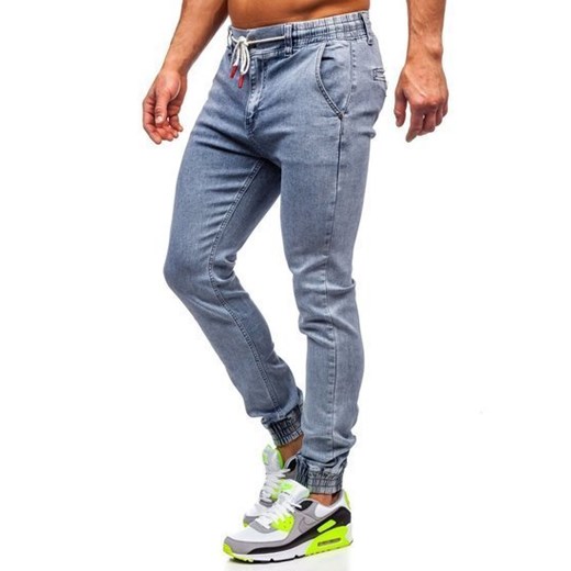 Granatowe spodnie jeansowe joggery męskie Denley KA1628