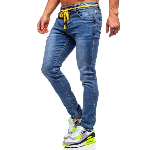 Granatowe spodnie jeansowe męskie skinny fit Denley KX565
