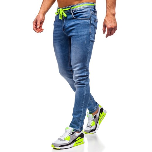 Granatowe spodnie jeansowe męskie skinny fit Denley KX555